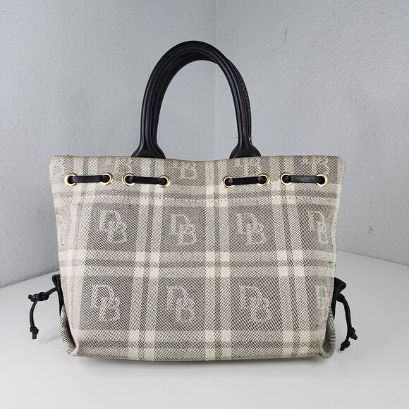 Dooney & Bourke Small Tote Bag & Wallet Set Plaid Canvas Leather Trim USA - Picture 3 of 16